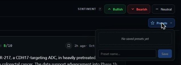Saving and loading presets