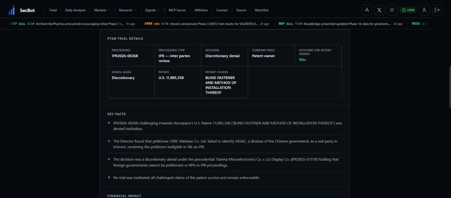An ITC case card